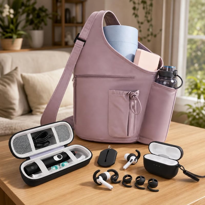 Set pre aktív životný štýl: 3x háčiky na AirPods + taška na jogamatku + puzdro na kefku