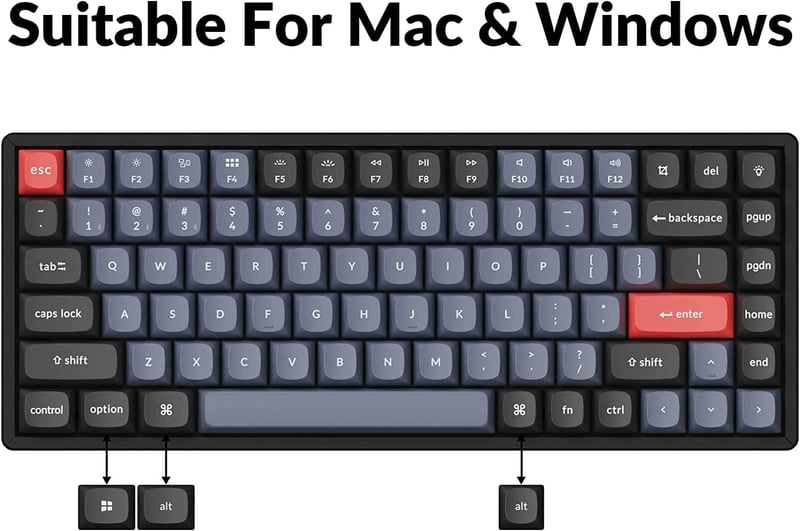 Keychron K2 Pro RGB mechanikus billentyűzet, vezeték nélküli, programozható, Mac/Windows