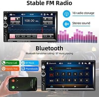 Podofo 2 DIN 7" Autórádió Érintőképernyővel - iOS/Android Mirror Link, Bluetooth, FM, USB, Tolatókamera, Kormányvezérlés 3