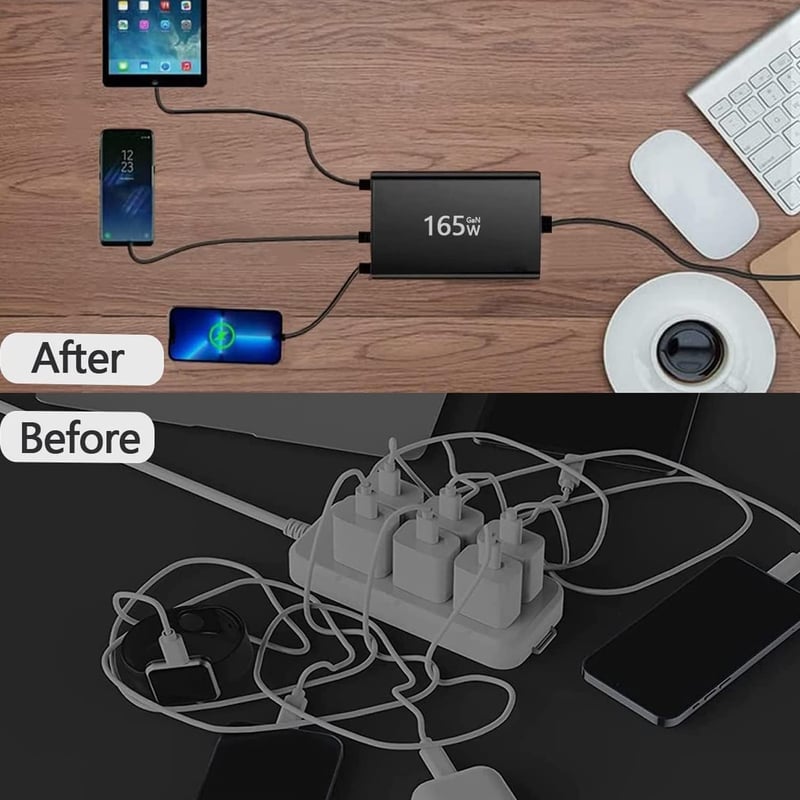 Baseus 165W GaN USB-C töltőállomás 6 portos, MacBook/iPhone/Samsung kompatibilis
