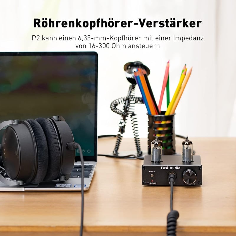 Fosi Audio P2 csöves fejhallgató-erősítő, alacsony zajszintű Hi-Fi előerősítő