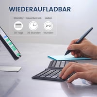Perixx PERIBOARD-805 Ergo Bluetooth 5.1 Összehajtható Ergonomikus Billentyűzet, Ultravékony Hordozható, Sötétszürke, Német QWERTZ Kiosztás 4