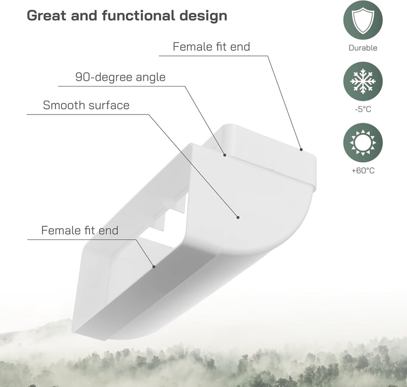 Vent Systems 220 x 90mm Függőleges Téglalap Alakú Csőkönyök 90°-os Csatlakozási Szöggel - Szellőztető Rendszerekhez, Fűtéshez és Hűtéshez