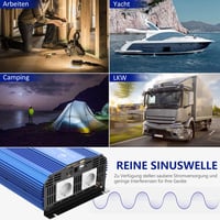GIANDEL 2000W Színuszos Inverter 12V-230V - Feszültségátalakító Dupla USB Porttal, LCD Kijelzővel és Távirányítóval Lakóautókhoz 8