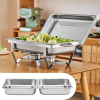 Wilprep Rozsdamentes Acél Ételmelegítő Tál 9L - Catering Melegentartó Edény Büféasztalhoz - Parti és Rendezvény Chafing Dish Szett GN Tároló 2