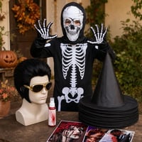 Halloweensky set: svietiaci kostým + parochňa s okuliarmi + 60ml umelá krv + 10x čarodejnícky klobúk 1