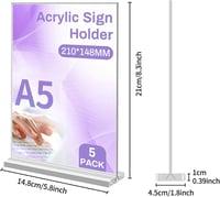 Átlátszó A5 akril asztali menütartó állvány - 5 db szett étterembe, irodába 2