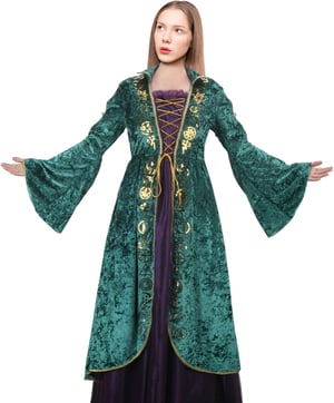 LIKUNGOU Winifred Sanderson Ženski Srednjovjekovni Zeleni Vještičji Kostim Haljina za Noć vještica Karneval Cosplay Kostim Veličina M