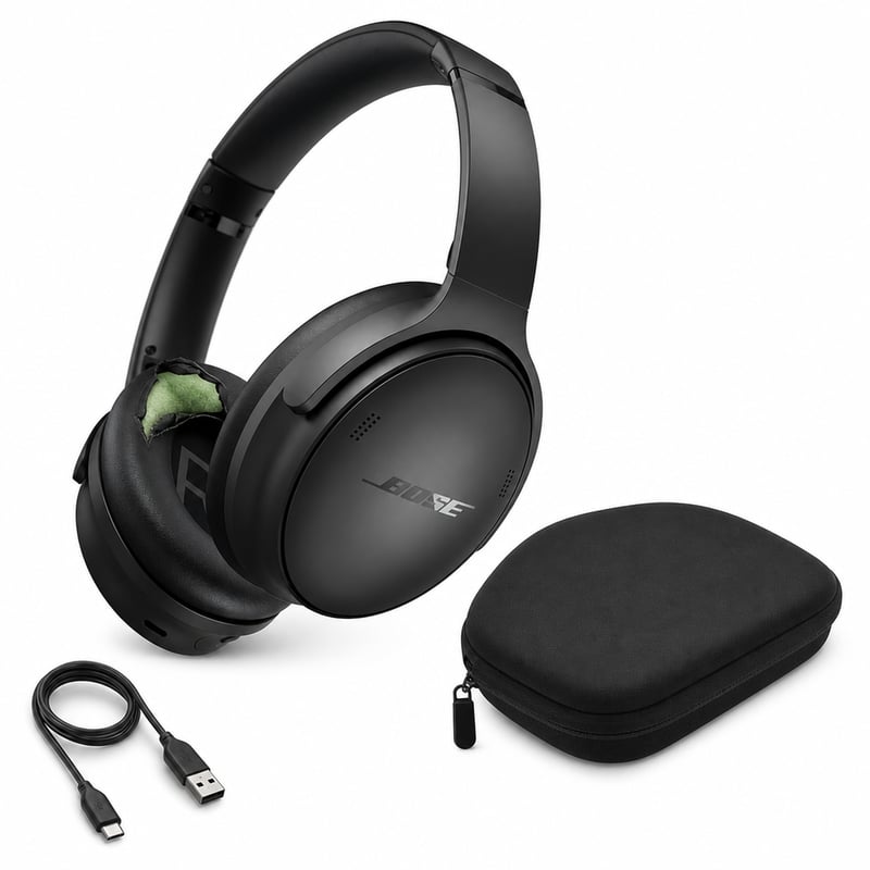 Bose QuietComfort SC Bluetooth slúchadlá s potlačením hluku a mikrofónom — chybné, čiastočne funkčné: poškodené náušníky (stav: pozri 2. obrázok)