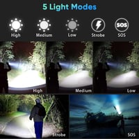 XHP90 LED zseblámpa, 90000 lumen, USB tölthető, vízálló, 5 üzemmód, 4800mAh akku 3