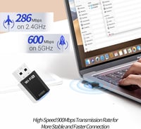 XIEANDKONG USB WiFi Adapter 900Mbps - Dual Band 2.4G/5.8G WiFi6 Vezeték Nélküli Hálózati Stick Win11/10/7 Rendszerekhez, USB 3.0 5