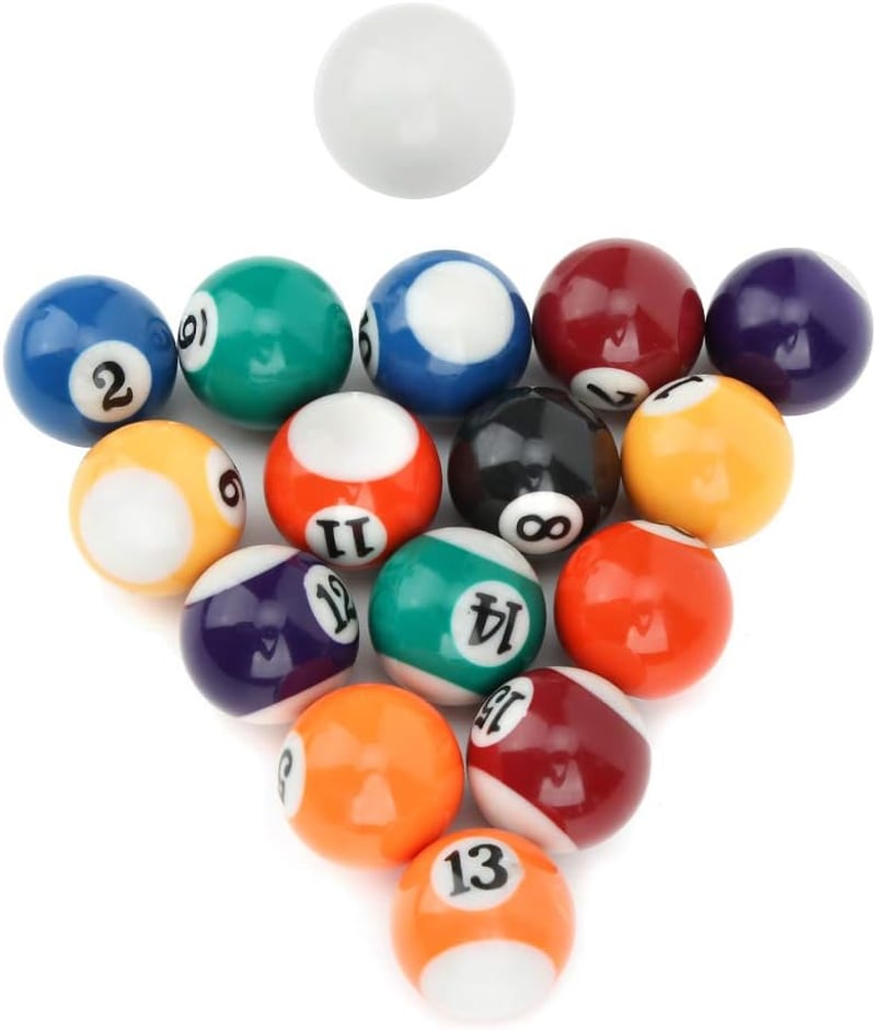 Keenso 16 db-os Mini Biliárdgolyó Készlet - 32mm Amerikai Biliárd Kiegészítő Gyerekeknek, Műgyantából, Többszínű, Könnyű Hordozhatóság