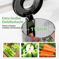 AAOBOSI Lassú Gyümölcsprés 11 cm Adagolónyílással - Nagy Hozamú Hidegprés Gyümölcs és Zöldség Facsaró, BPA-mentes, Visszaforgató Funkcióval, 3