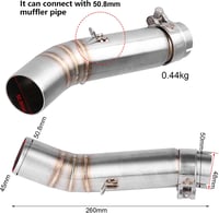 FTVOGUE Motorkerékpár Középső Kipufogócső Csatlakozó Honda CBR500R CB500X CBR400R CB400X Modellekhez 2013-2015 Rozsdamentes Acél 51mm 3