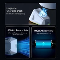 AJAZZ AJ159PRO Gaming Egér PAW3395 Szenzorral, Mágneses Töltővel, Vezeték Nélküli, Ergonomikus, 26K DPI, 8K Válaszidő, 400 mAh Akkumulátor,  6