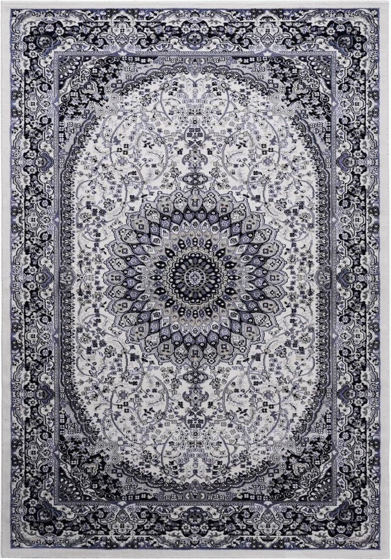 NAAR Absztrakt Vintage Szőnyeg 120x180 cm - Rövid Szálú, Puha Sötétkék/Krém Szőnyeg Nappaliba, Hálóba, Étkezőbe, Irodába - Oeko-Tex Minősíte