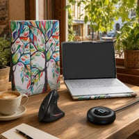 Mobilni uredski set: torba s uzorkom drva + ergonomski miš + 4-portni USB hub 1