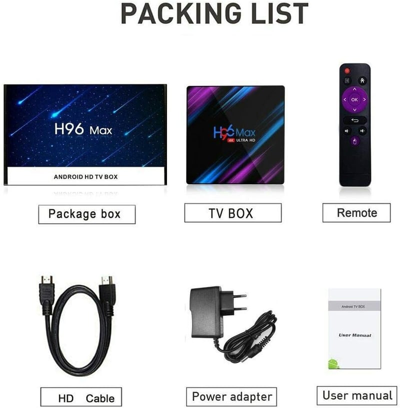 H96 Max Android 9.0 TV Box 4K WiFi Bluetooth okostelefon vezérlésű médialejátszó