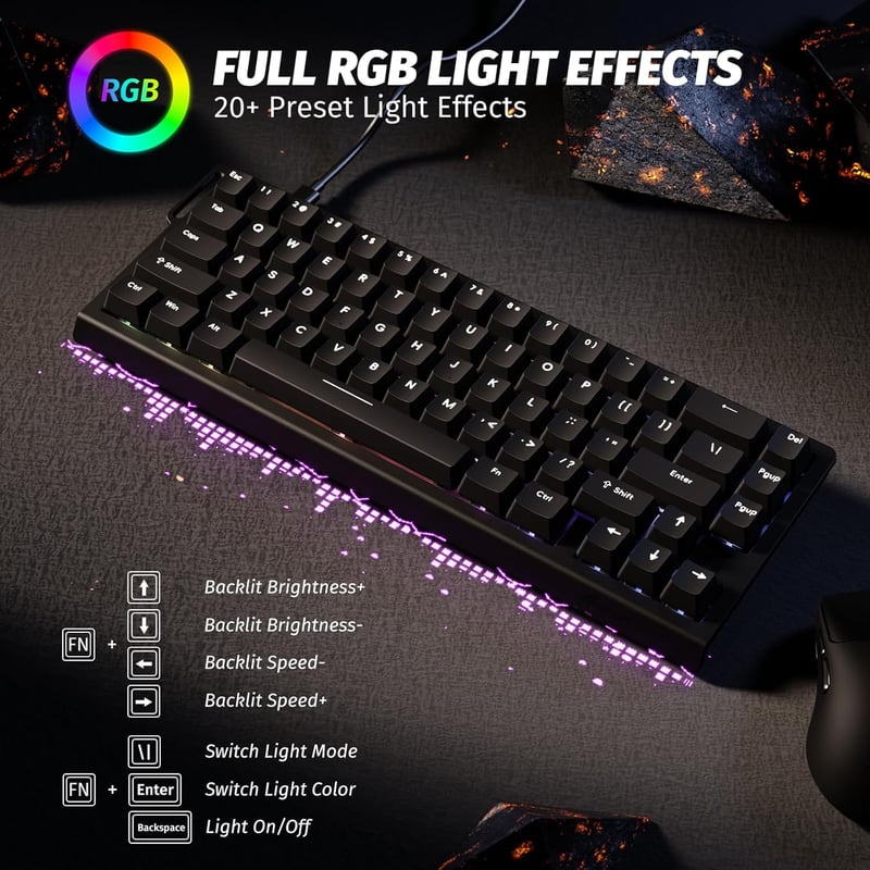 ATTACK SHARK X68 HE Vezetékes RGB Gamer Billentyűzet, 8000Hz Gyors Kapcsolás, 0.01mm Pontosság, Mágneses Kapcsolók, Állítható Aktiválás, PC/