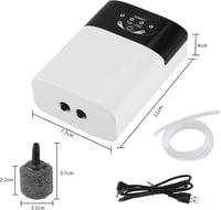 IWILCS USB Akvárium Levegőpumpa - Hordozható, Csendes, 2x3L/perc, 2 Kimenettel 4