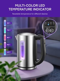 Színváltós LED-es vízforraló 2200W, 1,7L, 5 hőfokkal, melegen tartás funkcióval 2