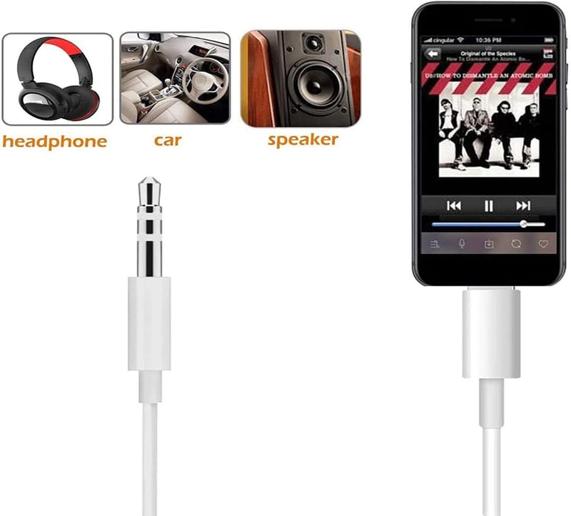 iPhone AUX kábel autóba és otthoni hangrendszerekhez - 1m, fehér