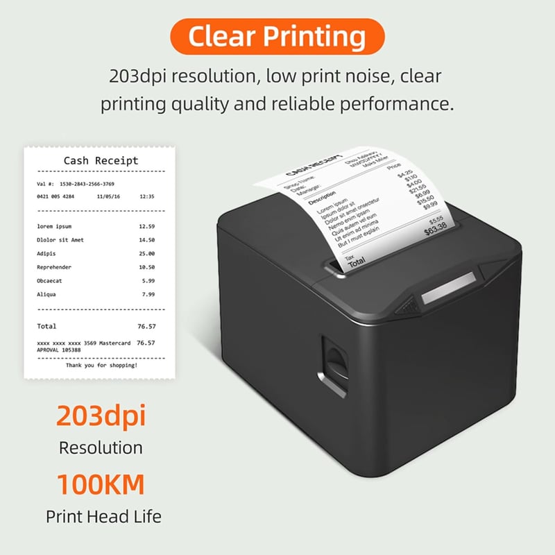 Bisofice Bondrukcer 80 mm Hőpapíros Nyugtanyomtató 220 mm/s - USB + LAN Csatlakozás, Kasszafiók Vezérlés, ESC/POS, Win/Linux/MAC Kompatibili