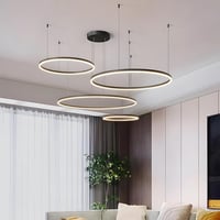 YYUTLUO Modern LED Csillár - 4 Fekete-Arany Gyűrű (20+40+60+80cm), 100W, Távirányítható, Fényerőszabályozható Mennyezeti Lámpa Nappaliba 9
