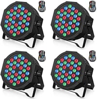 U`King RGB LED Reflektor Szett 4db - Újratölthető Akkumulátoros Színpadi Fény, 36 LED, Távirányítóval, Időzítővel - Esküvői, DJ, Parti Világ 1