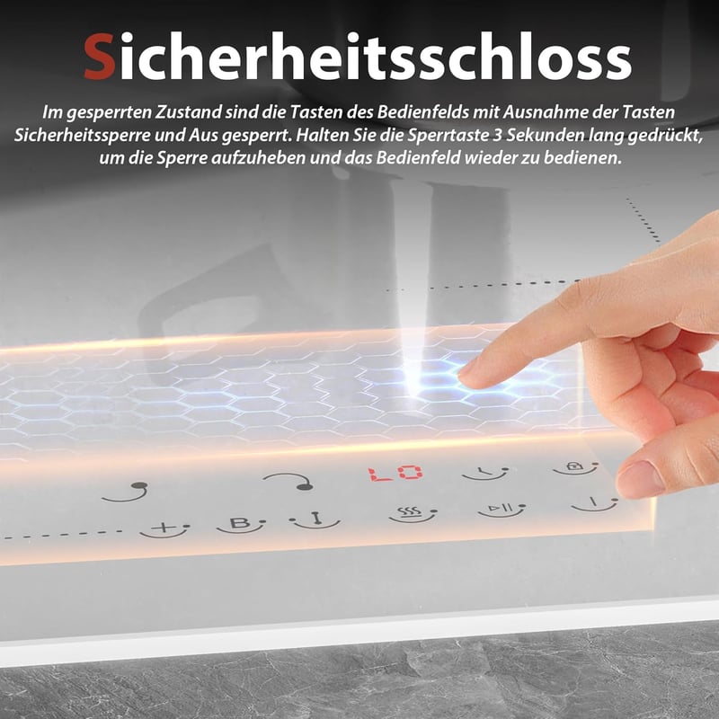 Cooksir 4 zónás indukciós főzőlap 3500W teljesítménnyel, 59 cm-es beépíthető fehér kerámiaüveg felülettel, kombinált zónával és dugvillás cs