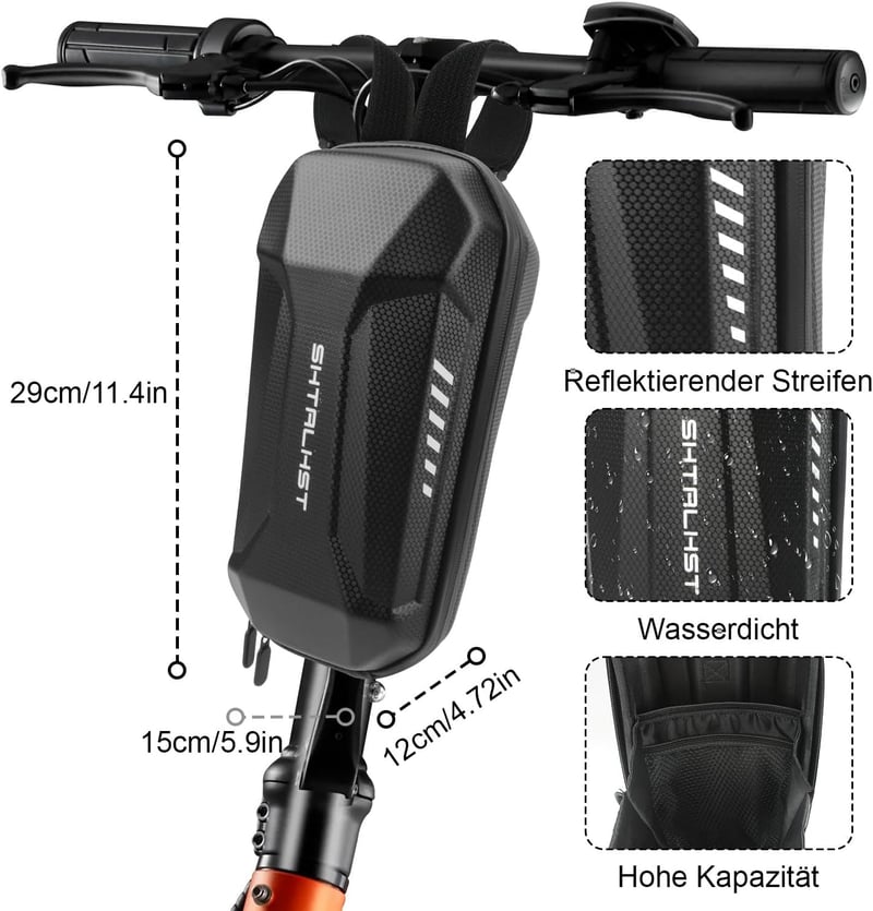 SHTALHST Bilincs Zár Elektromos Rollerhez - Acél Láncos Biztonsági Lakat Xiaomi, Ninebot, NIU Rollerekhez 3L Táskával, 56 cm, Fekete