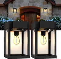 2 db Napelemes Kültéri Fali Lámpa Mozgásérzékelővel - IP65 Vízálló, 3 Üzemmód, 300 Lumen, Meleg Fehér Fény, Retro Stílusú Kerti Világítás 1