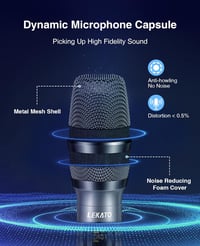 LEKATO K380S Vezeték Nélküli Mikrofon Szett - Fém Kézi Mikrofonok 30 Órás Üzemidővel, Újratölthető, Karaoke, DJ,  Rendezvények  5