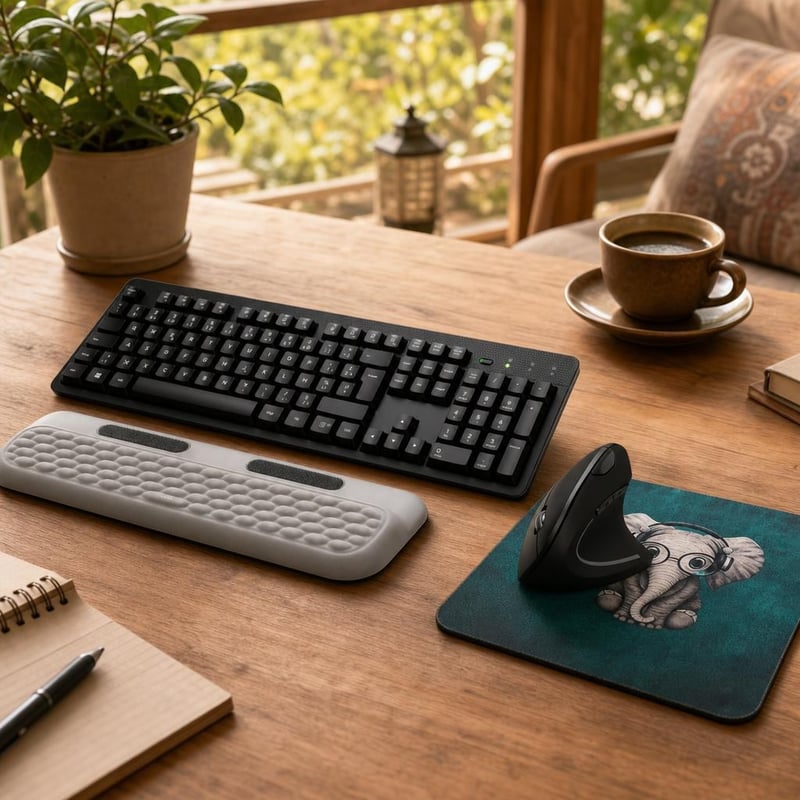 Ergonomický set na písanie: 1× AZERTY klávesnica + 1× vertikálna myš + 1× podložka + 1× opierka zápästia