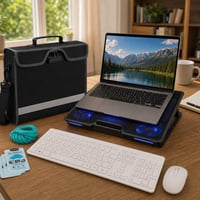 Študentský balík pre notebook: 3x čistiaci gél + taška + bezdrôtový set + chladiaca podložka 1
