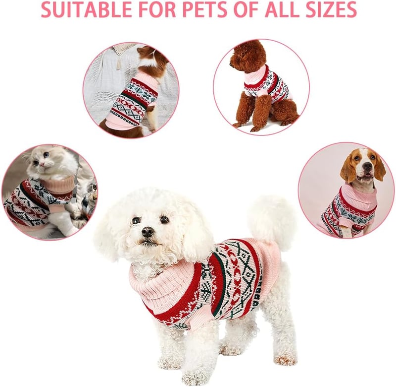 Rózsaszín Karácsonyi Kutyapulóver M-es Méretben