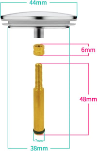 HAPPUP Univerzális Sárgaréz Fürdőkád Lefolyódugó, 7mm-es Rúd, 38-42mm Fedél 3