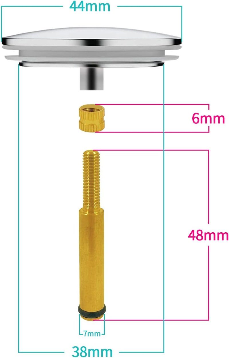 HAPPUP Univerzális Sárgaréz Fürdőkád Lefolyódugó, 7mm-es Rúd, 38-42mm Fedél