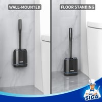 MR.SIGA Fali WC Kefe Tartóval - Fekete Fürdőszobai Toalett Tisztító Kefe Ergonomikus Nyéllel és Szellőző Tartóval 5