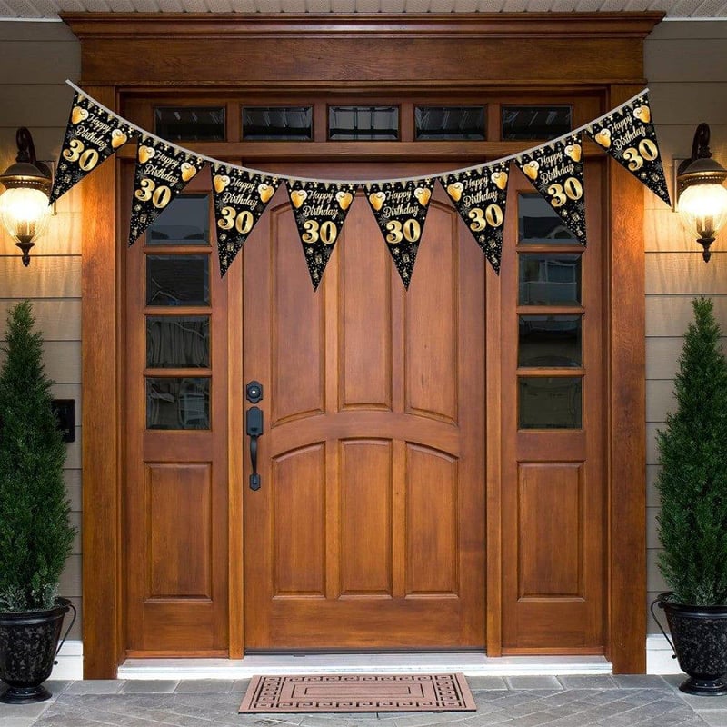 30. Születésnapi Fekete-Arany Girland Banner - Elegáns Dekoráció Fiúknak, Lányoknak