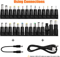 KUOQIY Univerzális DC Tápegység Adapter 5,5 x 2,1 mm Csatlakozóval, 2 Kábellel - HP Dell ASUS Lenovo Acer Laptopokhoz Kompatibilis 5