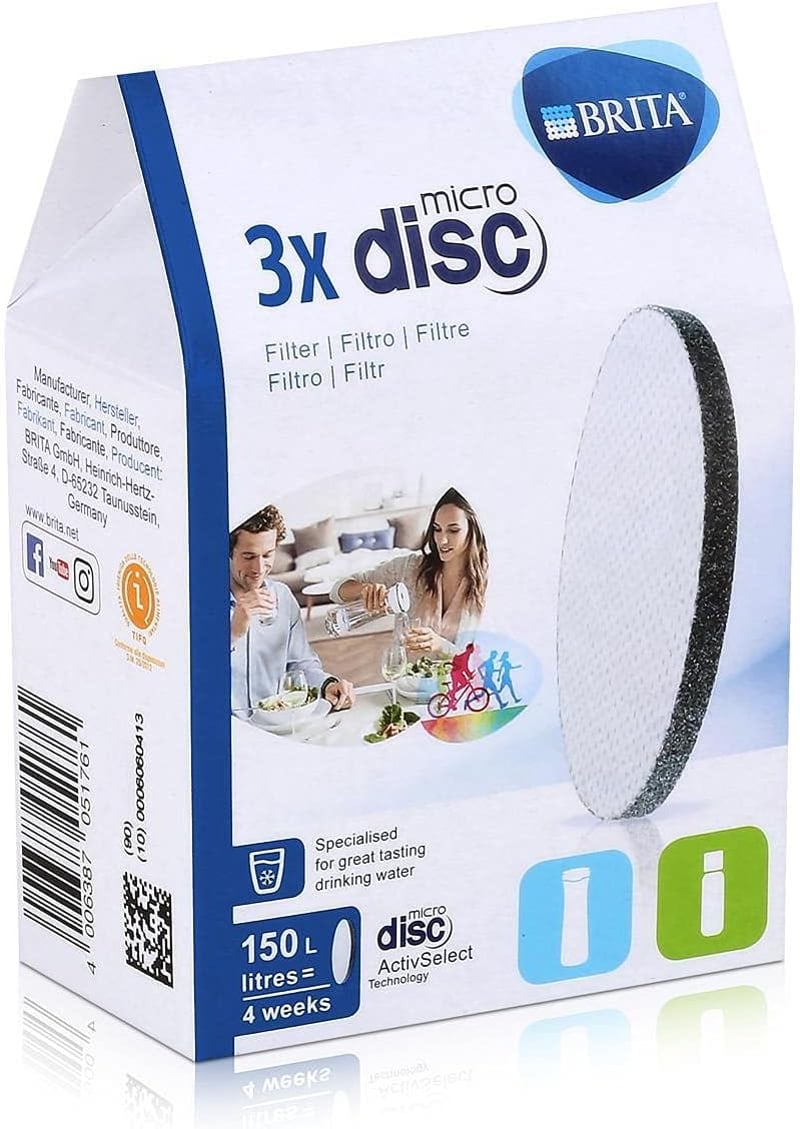 BRITA MicroDisc Vízszűrő Betét 3db - Fill&Go Palackokhoz és Fill&Serve Kancsókhoz (2 Csomag)