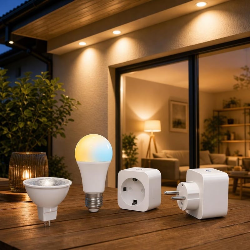 Štartovací balík smart osvetlenia: 1x GU5.3 + 4x E27 žiarovka + WiFi zásuvka + relé s meraním