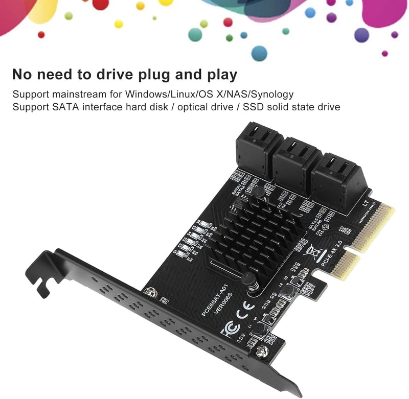 ASHATA PCIe 6 portos SATA 3.0 bővítőkártya SSD és HDD-hez