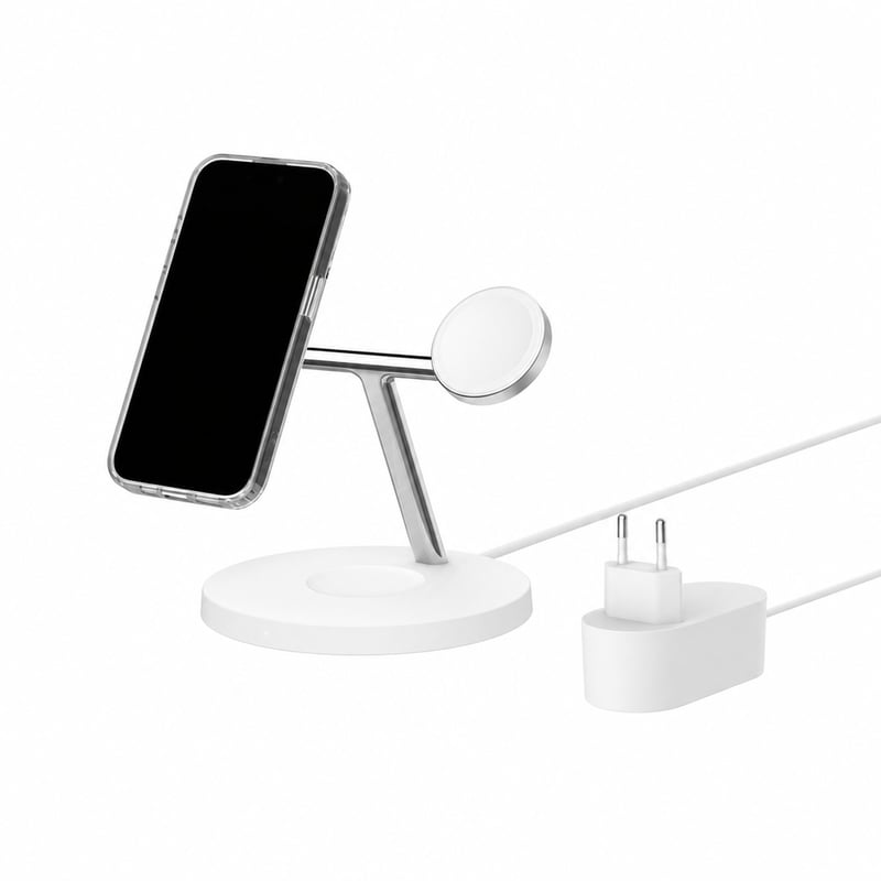 Bezdrôtová nabíjačka Belkin BoostCharge Pro 3 v 1 Qi2 — chybná, na súčiastky: nenabíja (stav: pozri 2. obrázok)