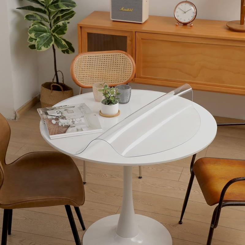 Eralove Átlátszó Kerek Asztalvédő Fólia - 120 cm Átmérőjű PVC Terítő - 2 mm Vastag Vízálló Asztalterítő - Szagtalan, Méretpontos Műanyag Véd