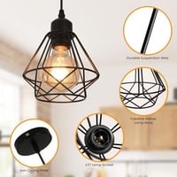 Comely Vintage Függőlámpa - Fekete Ketrec Mennyezeti Lámpa E27 Foglalattal - Retro Ipari Lámpaernyő Nappaliba, Konyhába, Hálószobába, Étkező 3