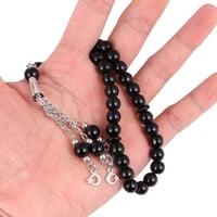 Fekete üveg muszlim imafüzér 33 gyönggyel - Iszlám tasbih karkötő 5