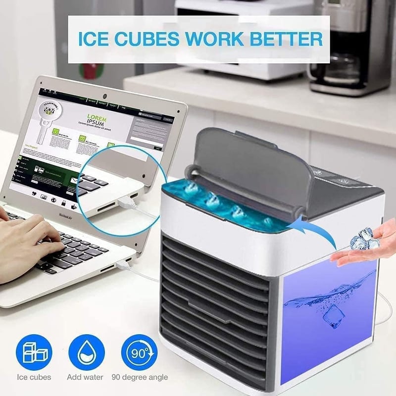 shirun 4 az 1-ben Hordozható Léghűtő, Mini Klíma 3 Sebességgel, Párásító és Légtisztító Funkcióval, 400ml Víztartály, USB, Otthonra, Irodába