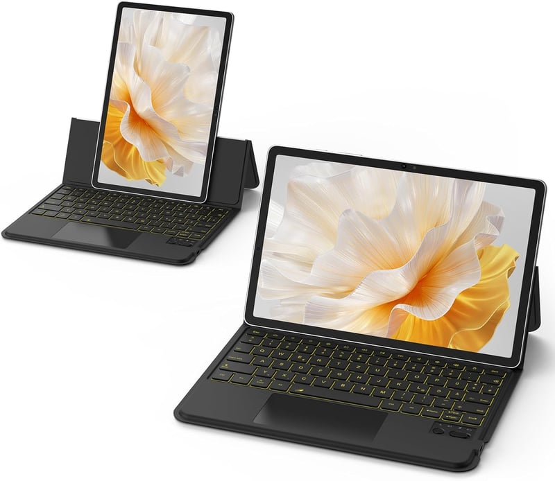 GOKOCO Magic Keyboard Tok Samsung Galaxy Tablet S9FE/S9/S8/S7 11" Készülékekhez - Állítható Háttérvilágítású Billentyűzet Érintőpaddal, Feke